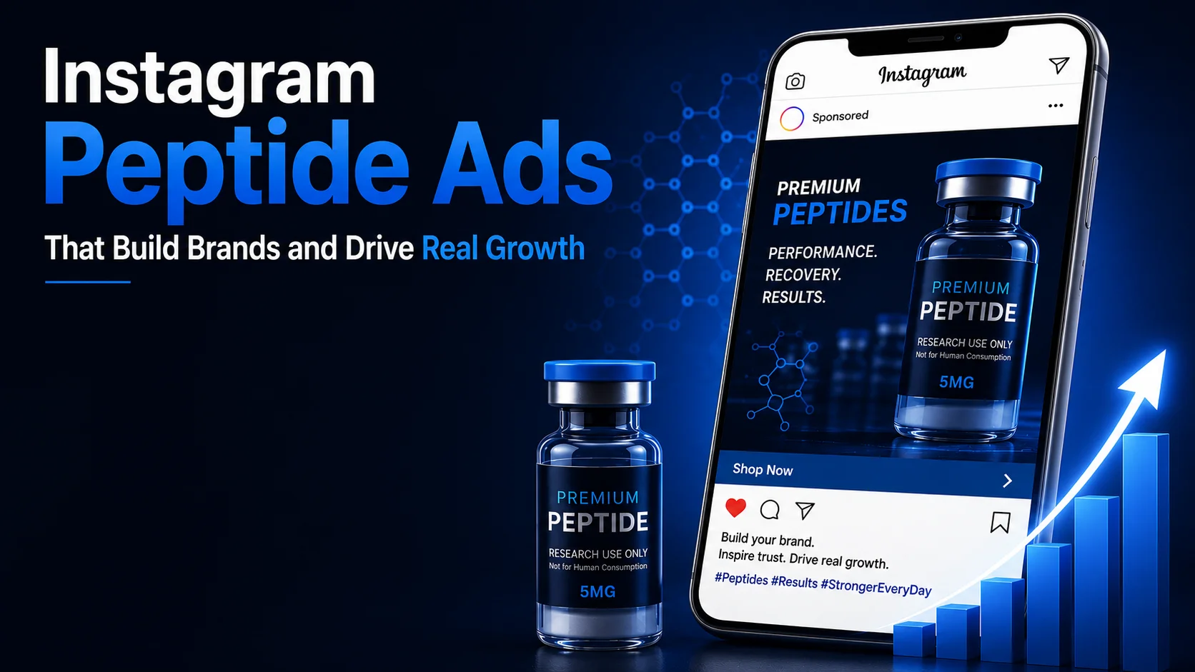 Instagram peptide ads that build brands and drive real growth — sponsored peptide ad shown in an Instagram feed