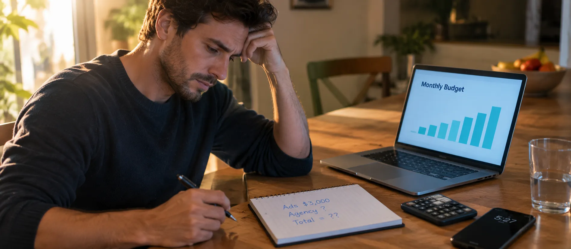 Peptide brand founder planning a monthly marketing budget